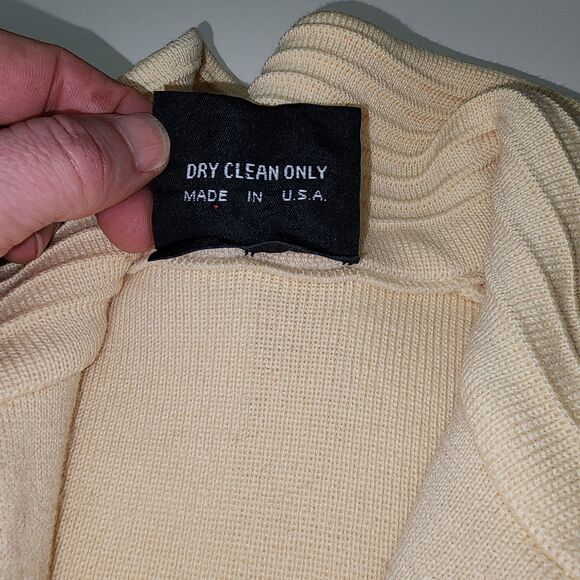 Vintage Demetre Beige 100% Virgin Wool 1/2 Zip Sweater Size M - Picture 4 of 10